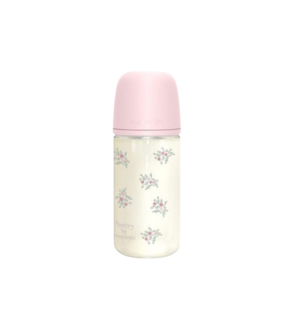Biberón de vidrio 240 ml Suavinex Poetry Rosa con tetina fisiológica SX Pro