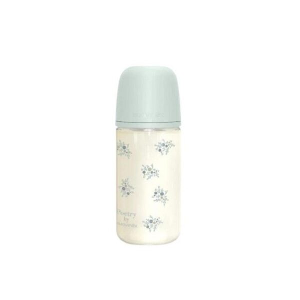 Biberón de vidrio 240 ml Suavinex Poetry Azul con tetina fisiológica SX Pro