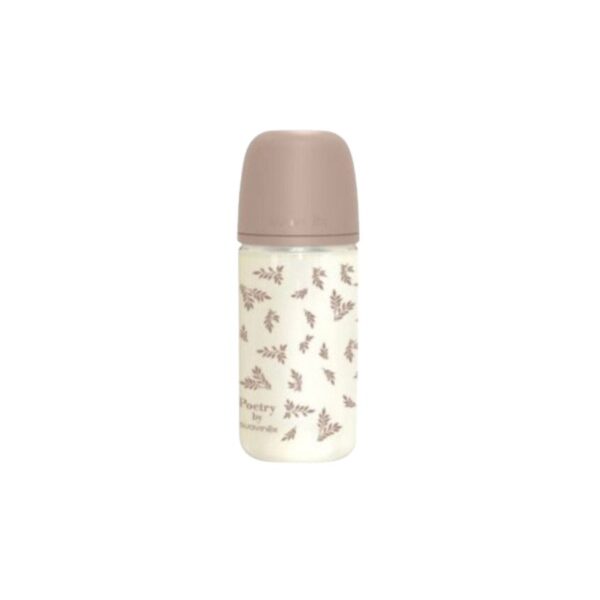 Biberón de vidrio 240 ml Suavinex Poetry Marrón con tetina fisiológica SX Pro