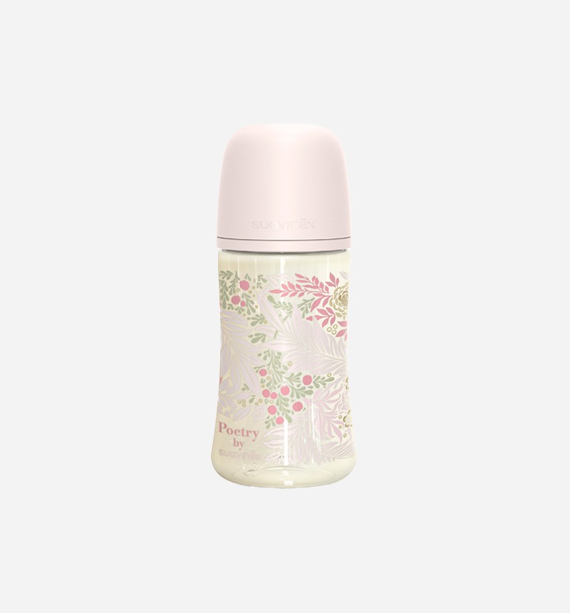 Biberón de poliamida 270 ml Suavinex Poetry Rosa con tetina fisiológica SX Pro