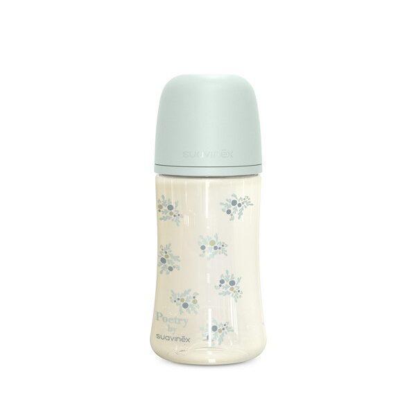 Biberón de poliamida 270 ml Suavinex Poetry Azul con tetina fisiológica SX Pro