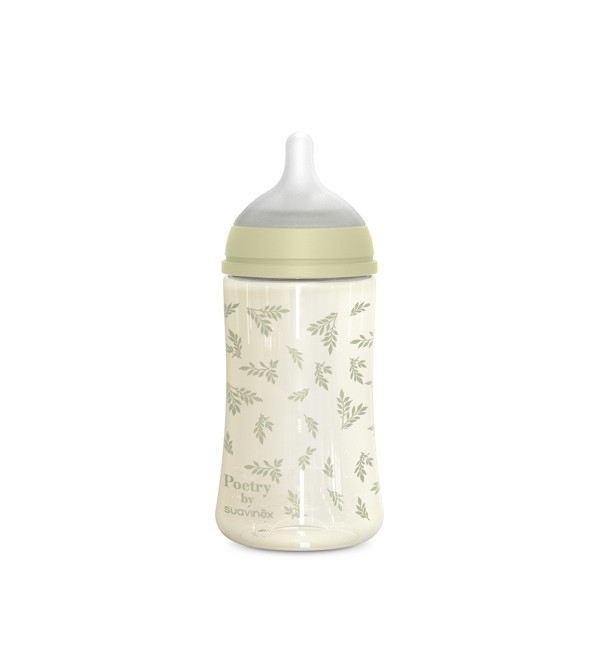 Biberón de poliamida 270 ml Suavinex Poetry Verde con tetina fisiológica SX Pro - Imagen 2