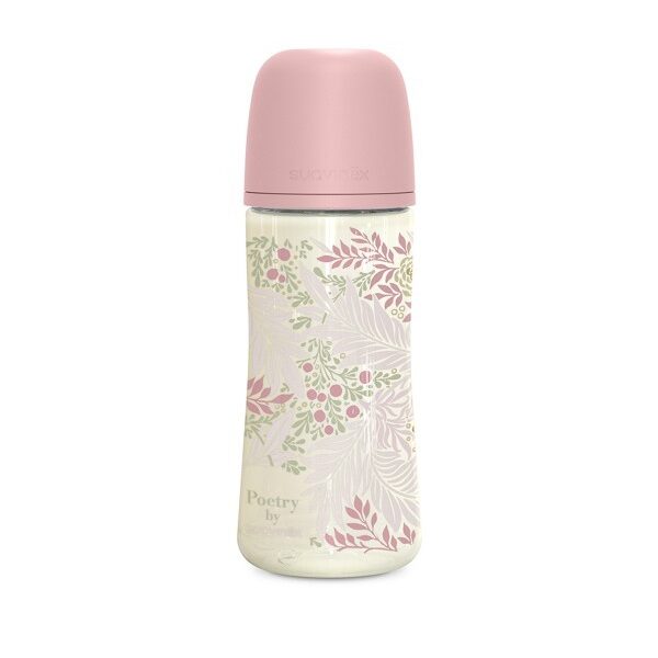 Biberón de poliamida 360 ml Suavinex Poetry Rosa con tetina fisiológica SX Pro