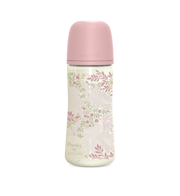 Biberón de poliamida 360 ml Suavinex Poetry Rosa con tetina fisiológica SX Pro