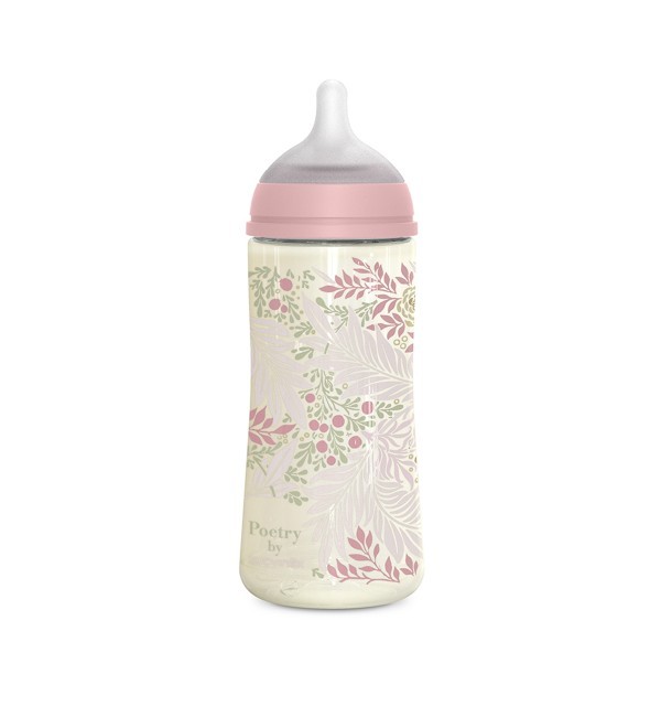 Biberón de poliamida 360 ml Suavinex Poetry Rosa con tetina fisiológica SX Pro - Imagen 2