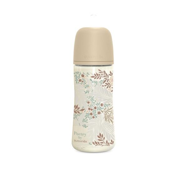Biberón de poliamida 360 ml Suavinex Poetry Beige con tetina fisiológica SX Pro
