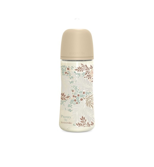 Biberón de poliamida 360 ml Suavinex Poetry Beige con tetina fisiológica SX Pro