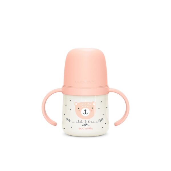 Biberón con asas luminiscente 150 ml +6 meses Suavinex Night Wild & Free Rosa
