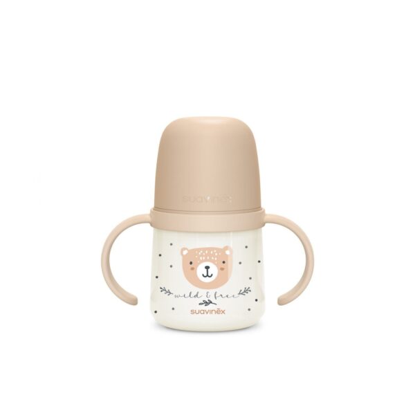 Biberón con asas luminiscente 150 ml +6 meses Suavinex Night Wild & Free Marrón