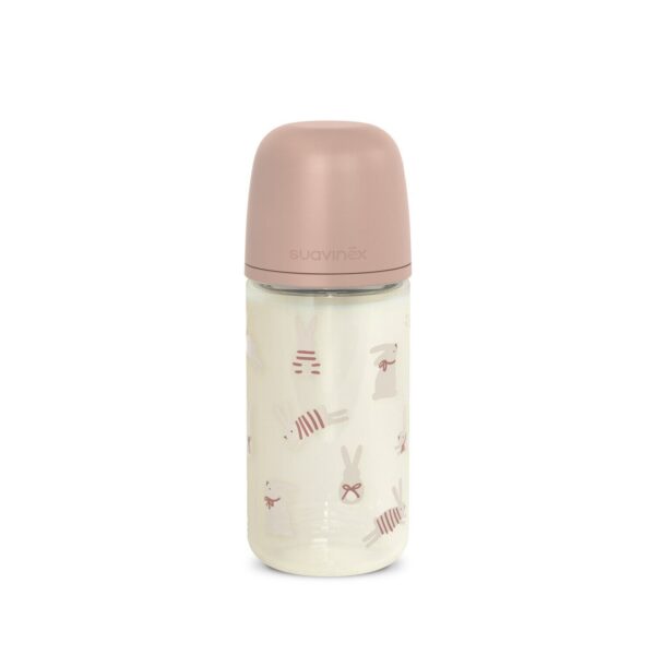 Biberón de Vidrio 240 ml Suavinex Wonderland Conejos Rosa