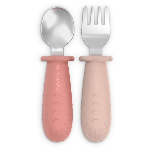 Set 2 Cubiertos de Silicona Acero Inoxidable Rosa Suavinex
