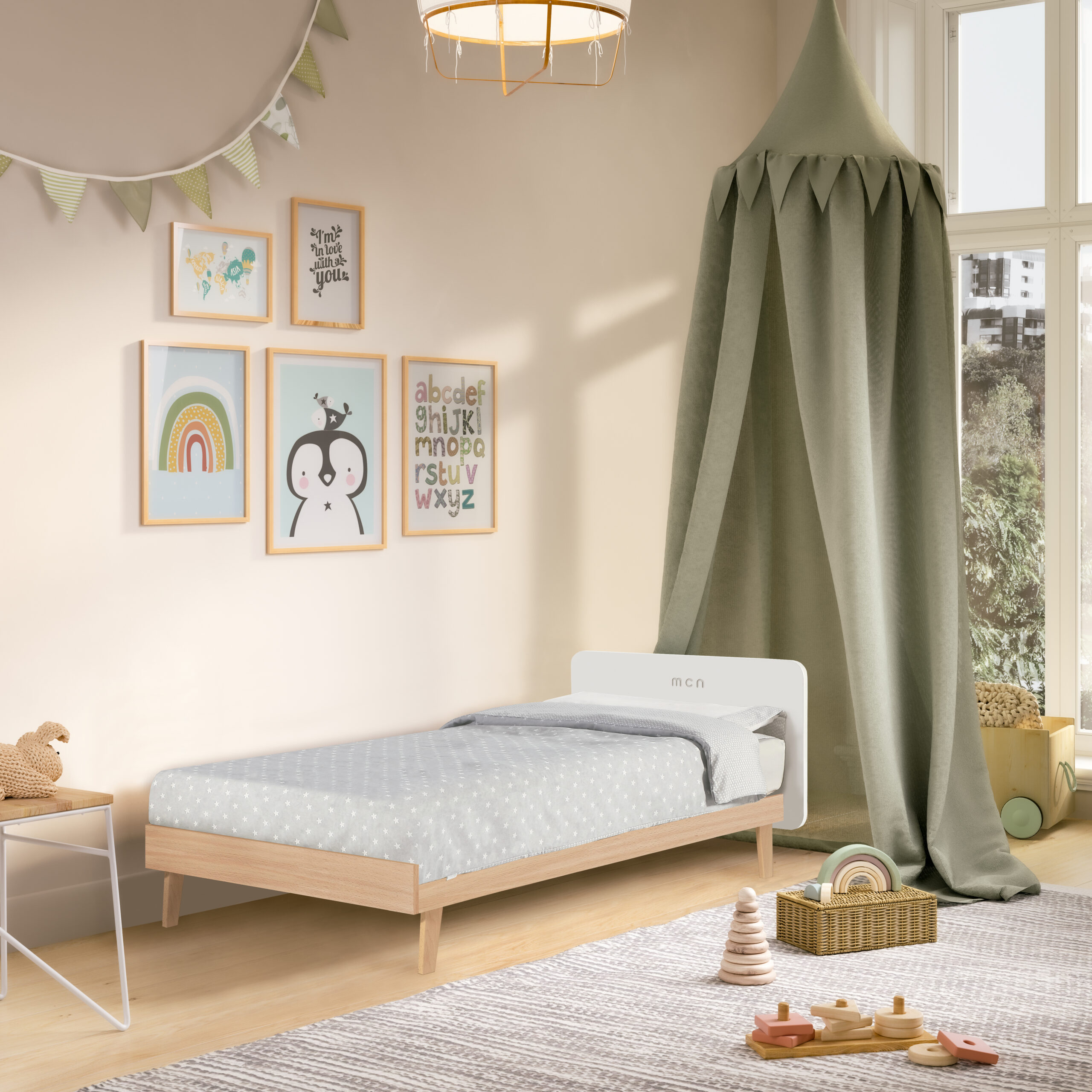 Cuna Micuna Big Trevi 140x70 blanco y madera
