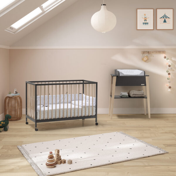 Cuna Micuna Mountain 120x60 antracita y madera