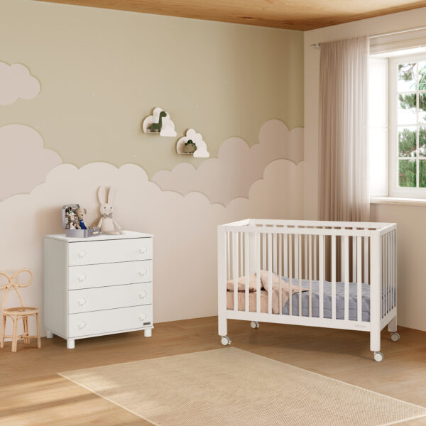 Cuna Micuna Nayra 120x60 blanco y topo