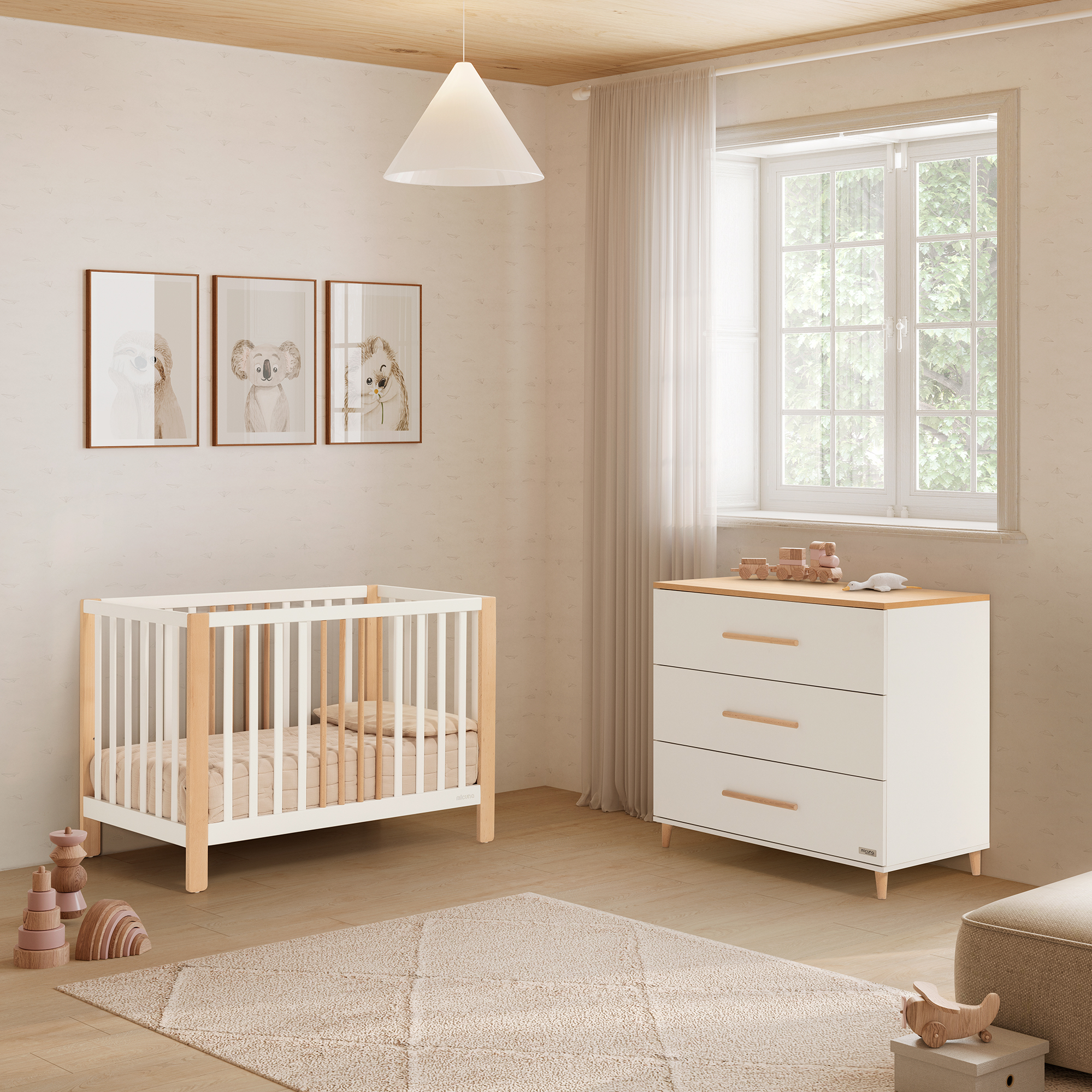 Cuna Micuna Nayra 120x60 blanco y madera - Imagen 2