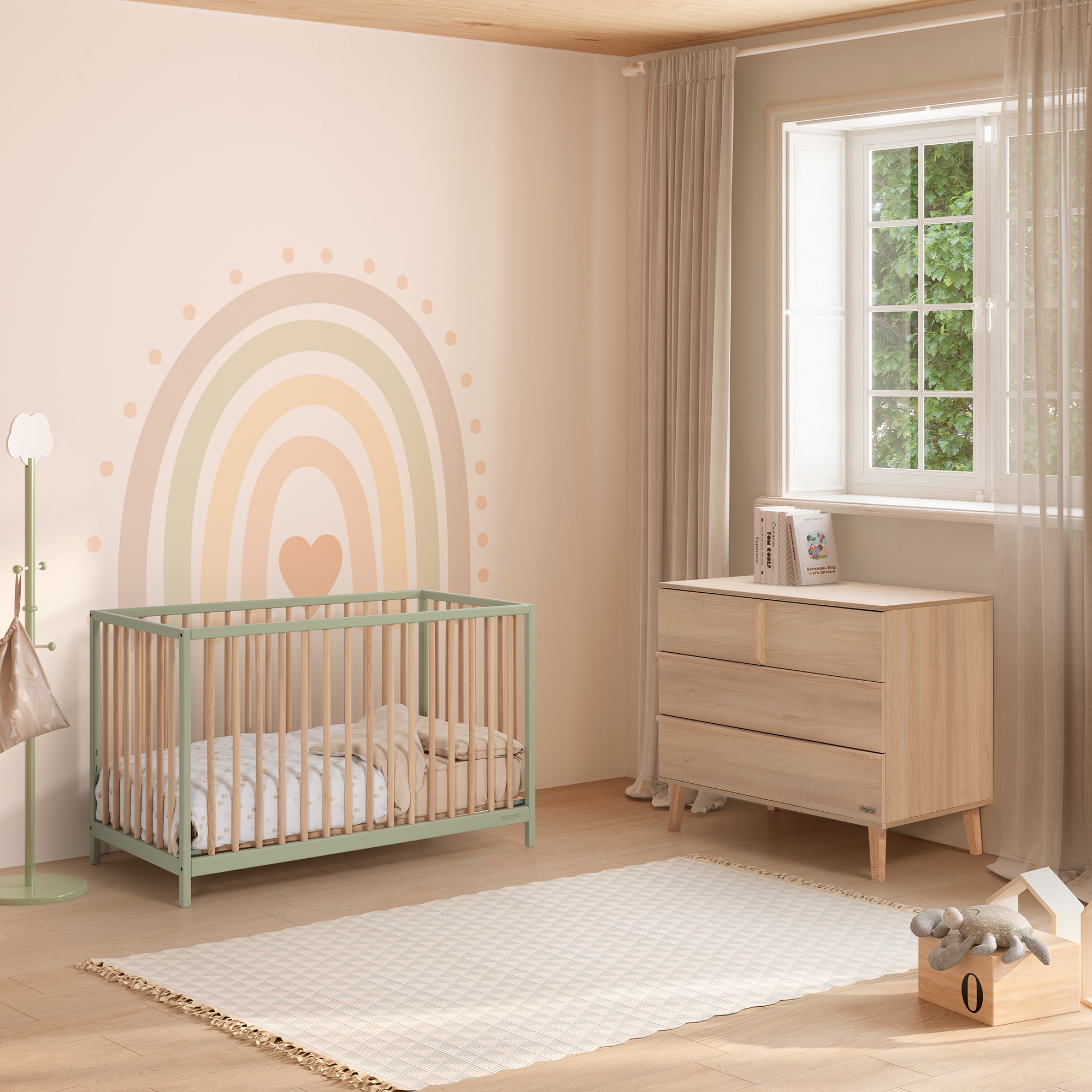 Cuna Micuna Mountain 120x60 mint y madera - Imagen 2