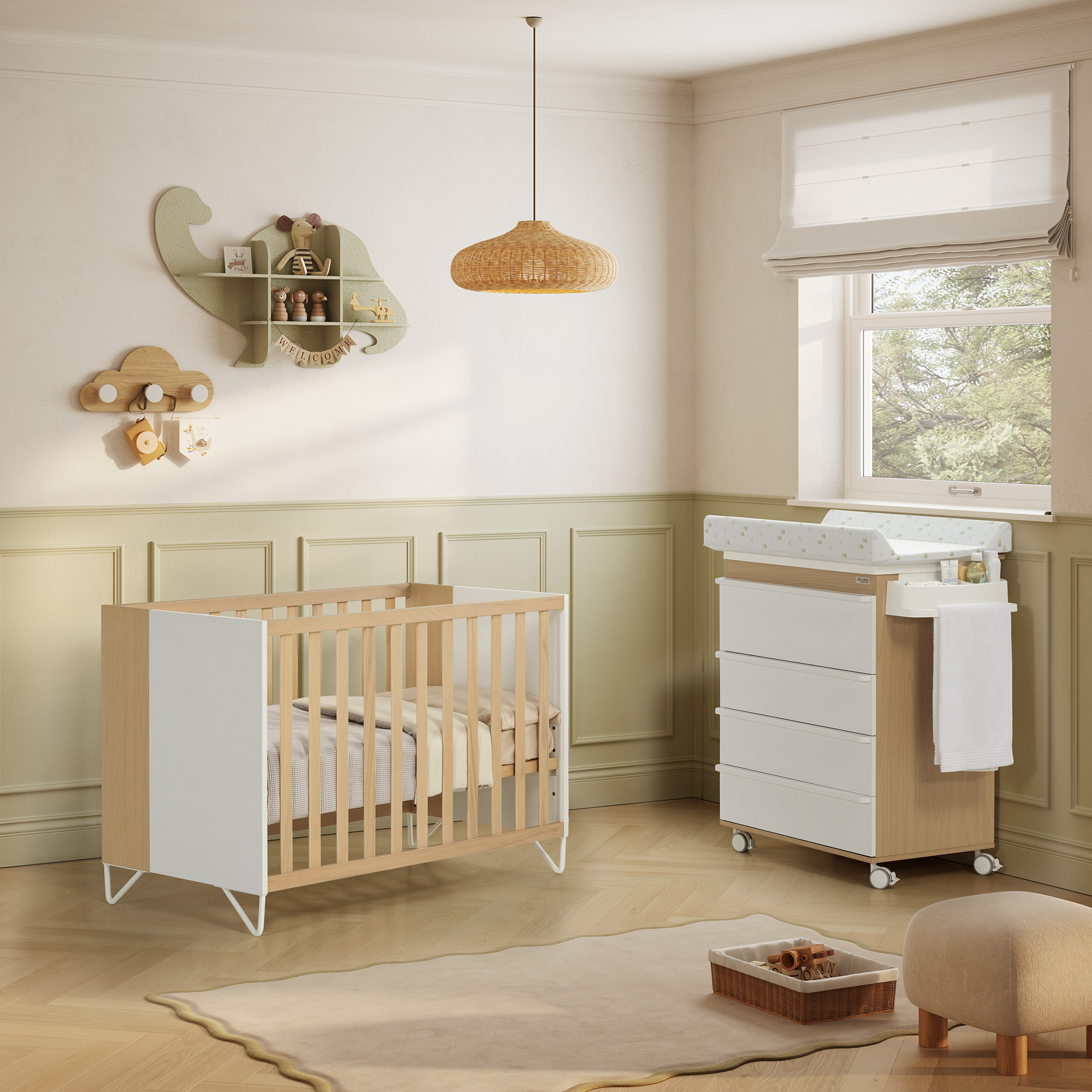 Cuna Micuna Amaia 120x60 madera y blanco