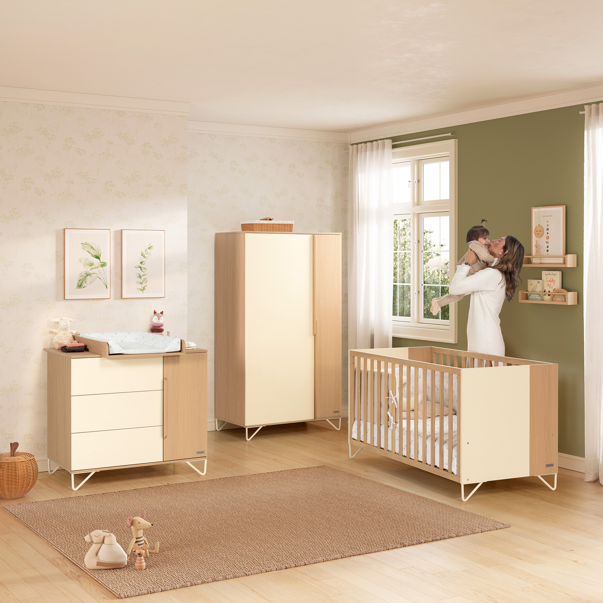 Cuna Micuna Big Amaia 140x70 roble claro y vainilla - Imagen 2